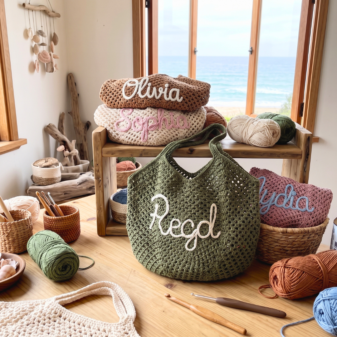 Hand Made Personalised Crochet Tote Bag