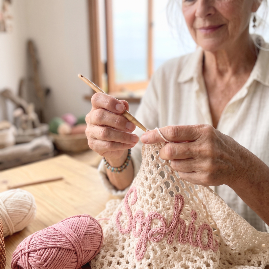 Hand Made Personalised Crochet Tote Bag