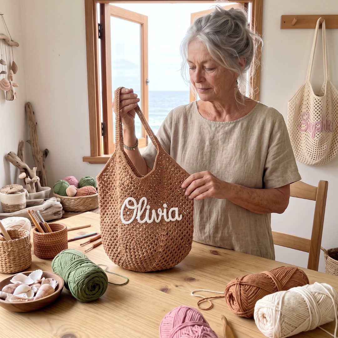 Hand Made Personalised Crochet Tote Bag