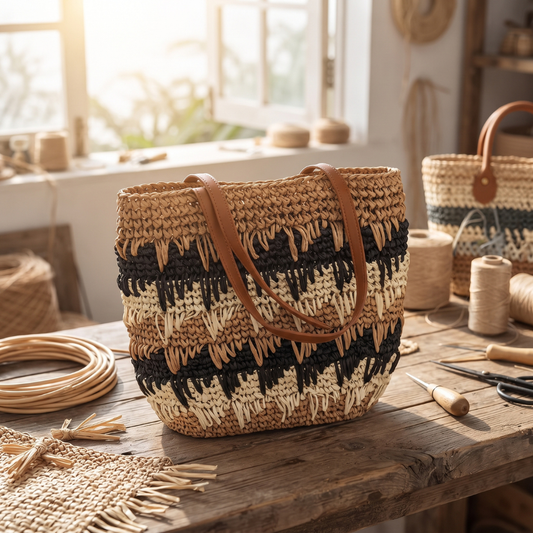 The Byron — Textured Woven Tote